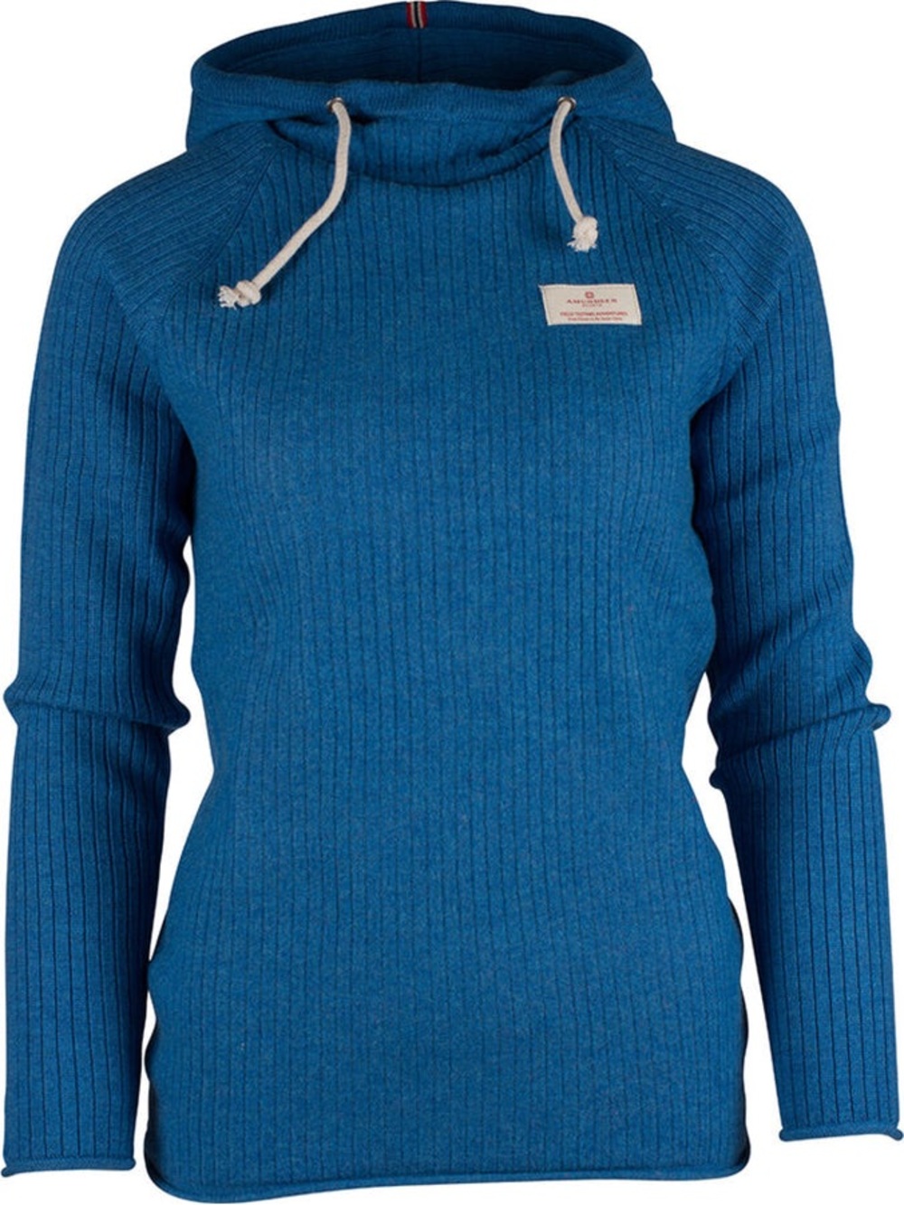 Amundsen Women's Merino Wool Ribbed Hooded Sweater in Teal
